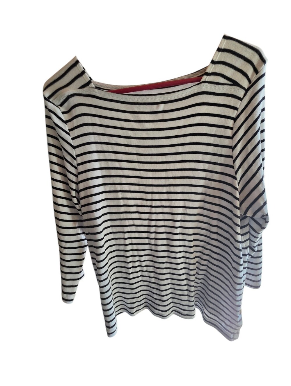 Chico's Black & White Striped Boatneck Top
